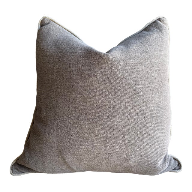 Stone Washed Linen Pillow in Ecorcé With Down Feather Insert For Sale