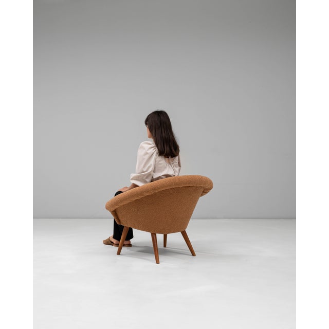 20th Century French Orange Upholstered Armchair with Pillow For Sale - Image 17 of 18