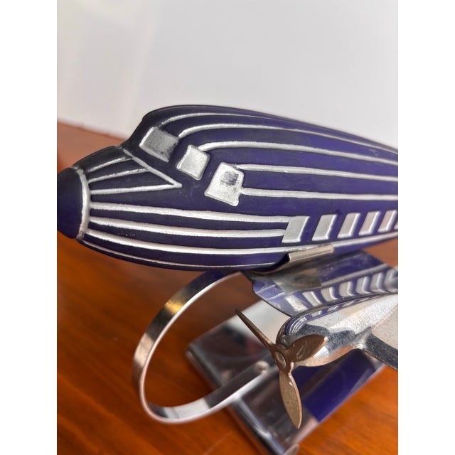 1930’s Art Deco Chrome and Glass Airplane Lamp For Sale - Image 9 of 11