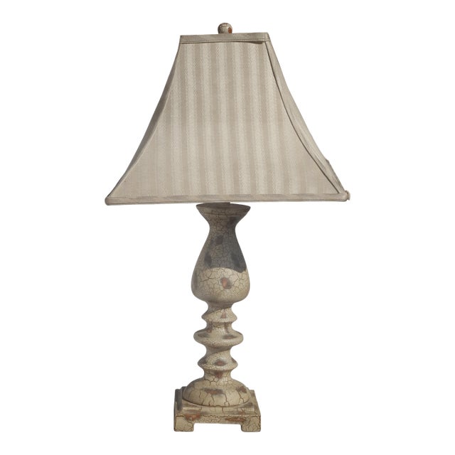 Vintage French Country Table Lamp W Crackle Finish For Sale