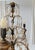 Vintage French Country Gilt Candelabra Urn 5 Light Table Lamp With Crystal Prisms For Sale In West Palm - Image 6 of 12