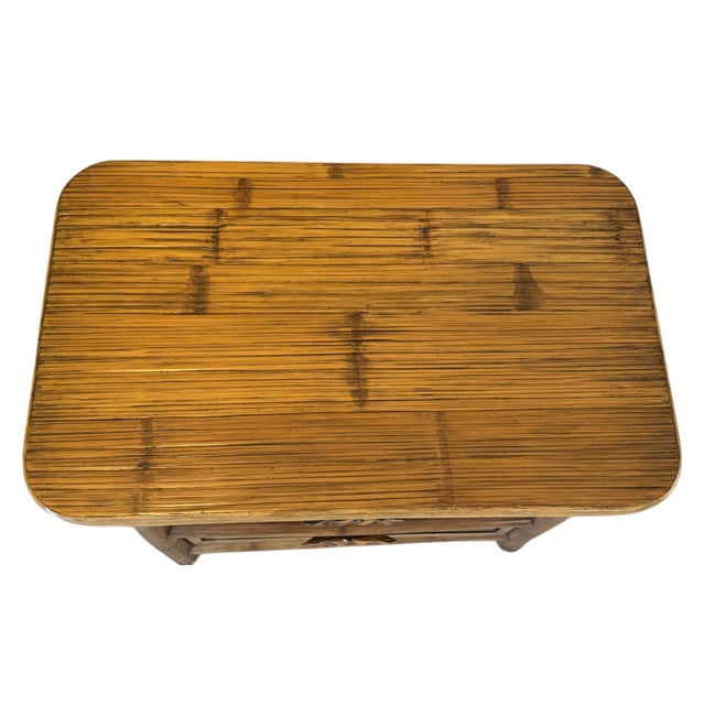 Wood Vintage Coastal Rattan & Bamboo Nightstands - A Pair For Sale - Image 7 of 12