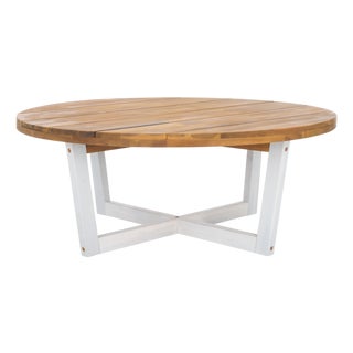 Leo Round Coffee Table 4 Legs, Natural With White Legs For Sale