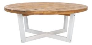 Leo Round Coffee Table 4 Legs, Natural With White Legs