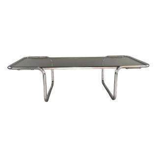 Steel Coffee Table with Smoked Glass Top, 1970s For Sale