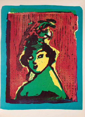 Mino Maccari, Woman, 1951, Linocut