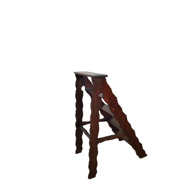 Mid-Century Modern Wooden Library Ladder, 1930s For Sale - Image 3 of 4