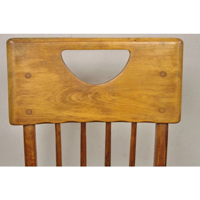 Vintage Sikes Co Maple Wood American Colonial Style Rocker Rocking Chair (B) For Sale - Image 4 of 12