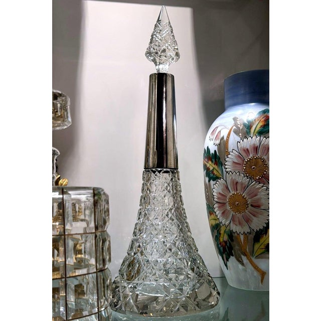 Biedermeier Large Bohemian Crystal Perfume Bottle With German Sterling Silver For Sale - Image 16 of 18