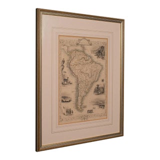 1850's Antique Lithography Map of South America For Sale