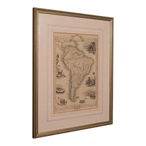 1850's Antique Lithography Map of South America