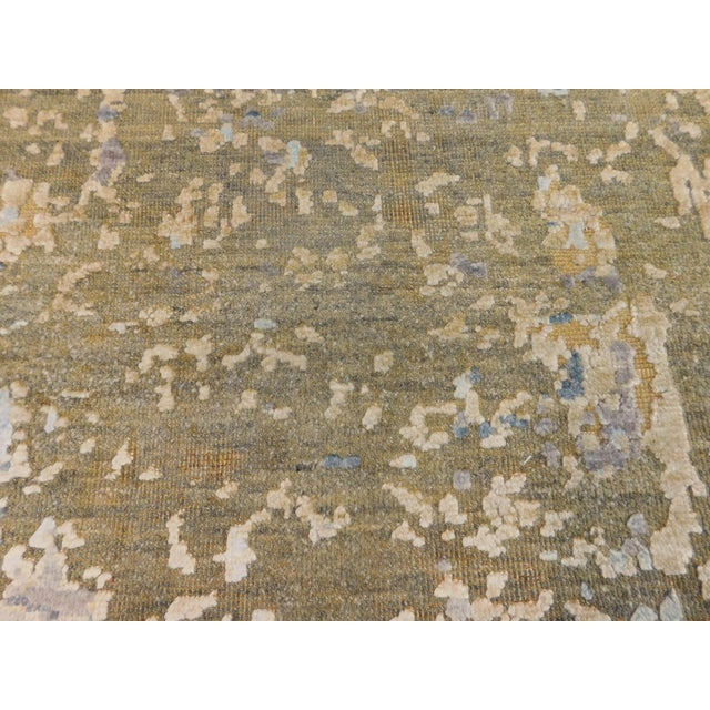 Rare and One-of-a-Kind Hand Knotted Rug With High and Low Texture in Wool and Real Silk. 9'x 12'1" For Sale - Image 14 of 18