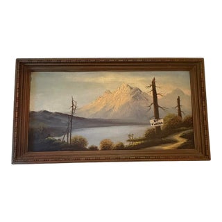 Vintage Framed Rustic Oil on Board Landscape - “Mount Whitney in California” For Sale