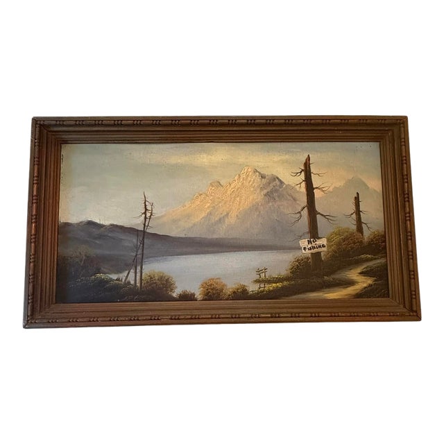 Vintage Framed Rustic Oil on Board Landscape - “Mount Whitney in California” For Sale