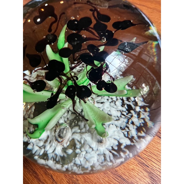 1970s Trio of Green and Blue Glass Paperweights For Sale - Image 4 of 12
