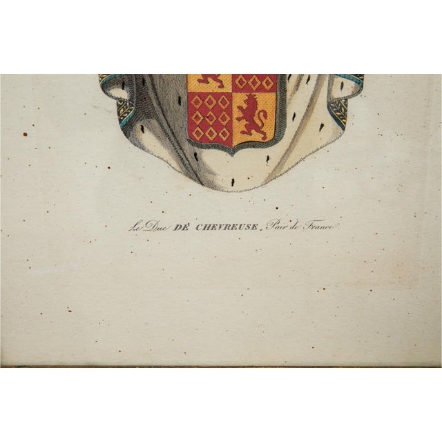 Vintage French Heraldic Coat of Arms Framed Prints--a Pair For Sale - Image 4 of 9