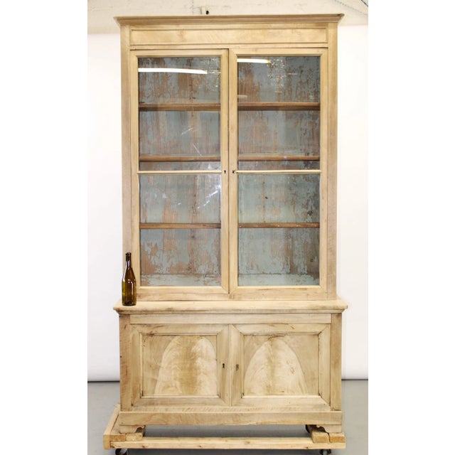 French French Louis Philippe Bleached Step-Back Cupboard With Original Painted Interior, 19th Century For Sale - Image 3 of 12