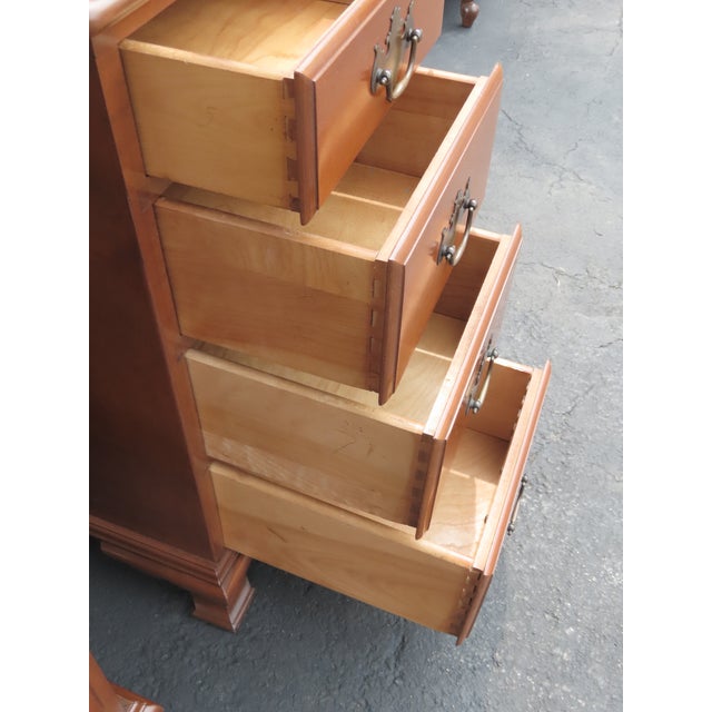 Brown J B Van Sciver Tall and Narrow Maple Nightstands End Bedside Tables a Pair 6436 For Sale - Image 8 of 17