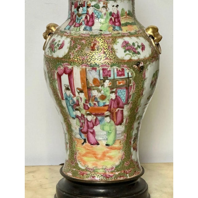 Pair of Ceramic Oriental Table Lamps, Decoration, Bronze, 19th C