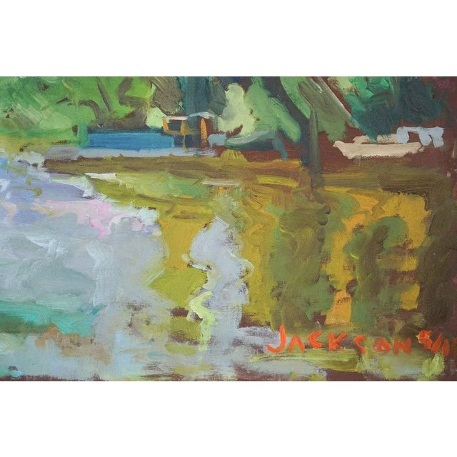 2010s Jackson, The Petersham Hotel, Richmond, View Below By the River, 2010, Oil on Board For Sale - Image 5 of 6