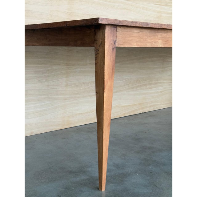 Early 20th Century Country French Provincial Style Oak Farmhouse Dining Table with Marquetry Top For Sale - Image 9 of 18