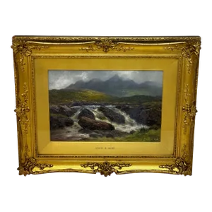 19th Century Oil Painting Glen Sligachan Skye Scotland Signed Louis Bosworth Hurt