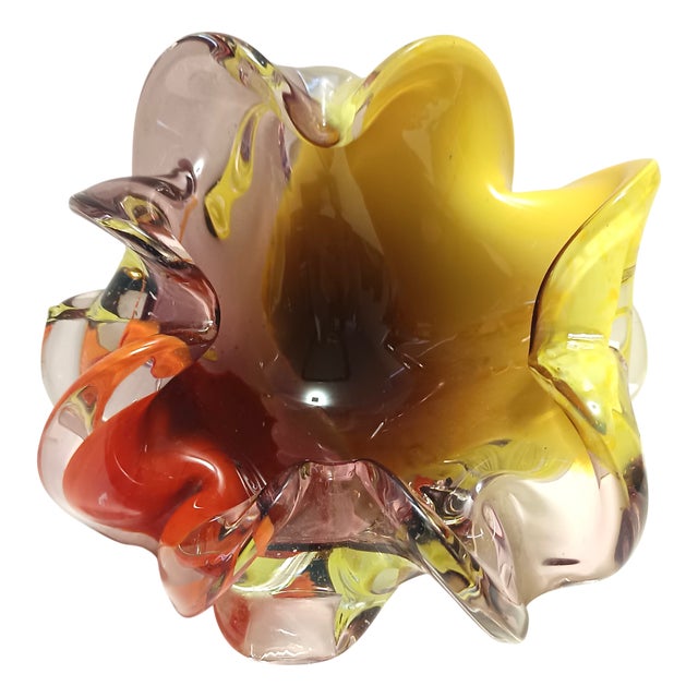 Large Polychrome Murano Glass Ashtray attributed to Toso, Italy, 1960s For Sale