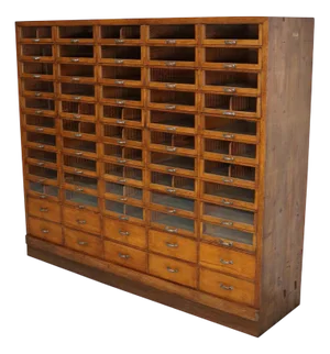 Large Vintage German Oak Haberdashery Shop Cabinet, 1940s