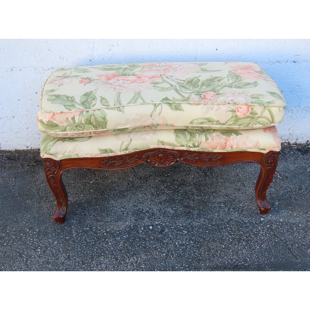 Wood French Carved Large Stool Footstool Ottoman 6308 For Sale - Image 7 of 18