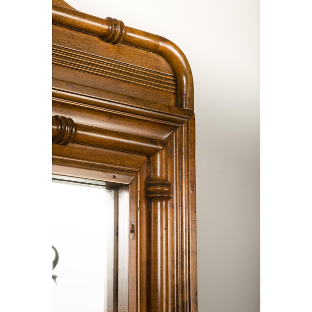 Large English Faux-Bamboo Walnut Mirror Made of 1900s Doors with Carved Ivy For Sale - Image 10 of 12