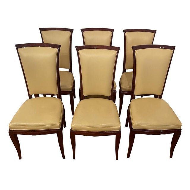 Animal Skin Vintage Art Deco Dining Chairs, France, 1930, Set of 8 For Sale - Image 7 of 14