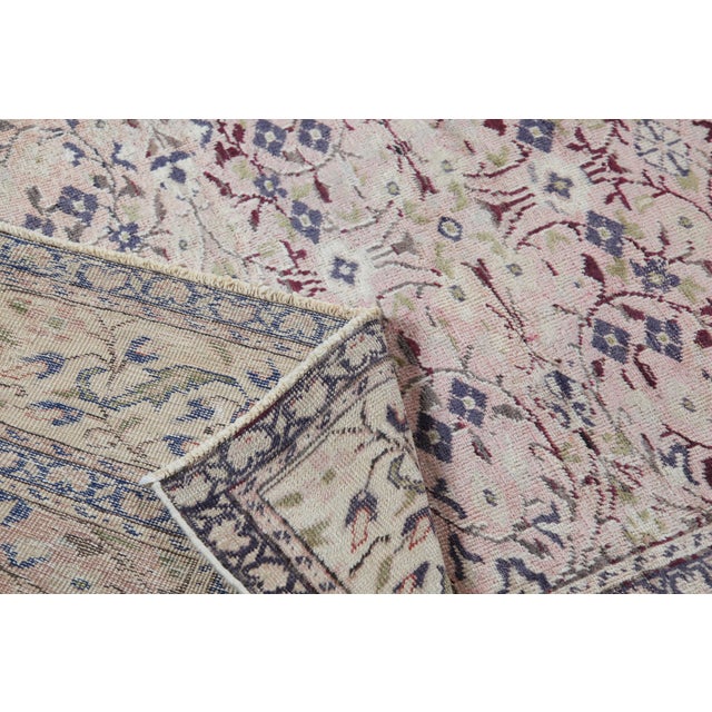 1940s Handmade Flower Design Floor Rug -6' 9'' X 9' 4'' For Sale In Tampa - Image 6 of 10