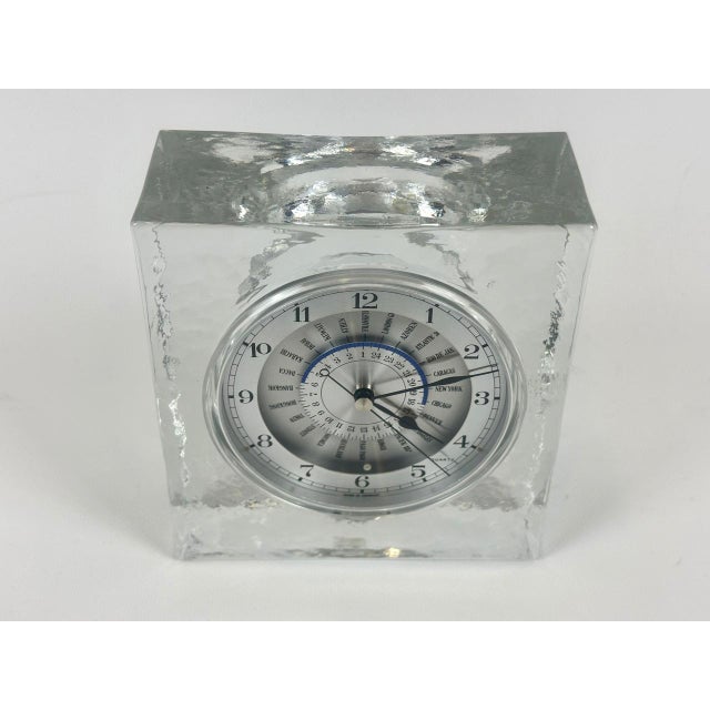 Postmodern Crystal World Time Table Clock by Rastal for Wiesenthal, 1980s For Sale - Image 12 of 13