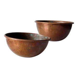 Antique Copper Mixing Bowls Pair