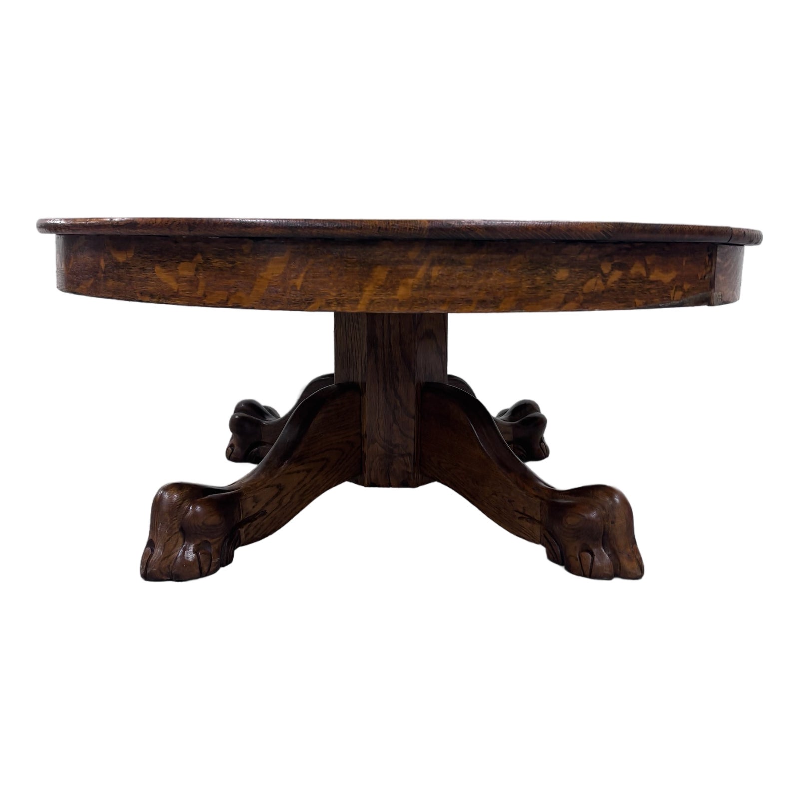 Antique Victorian 44” Round Quarter Sawn Tiger Oak Coffee Table ...