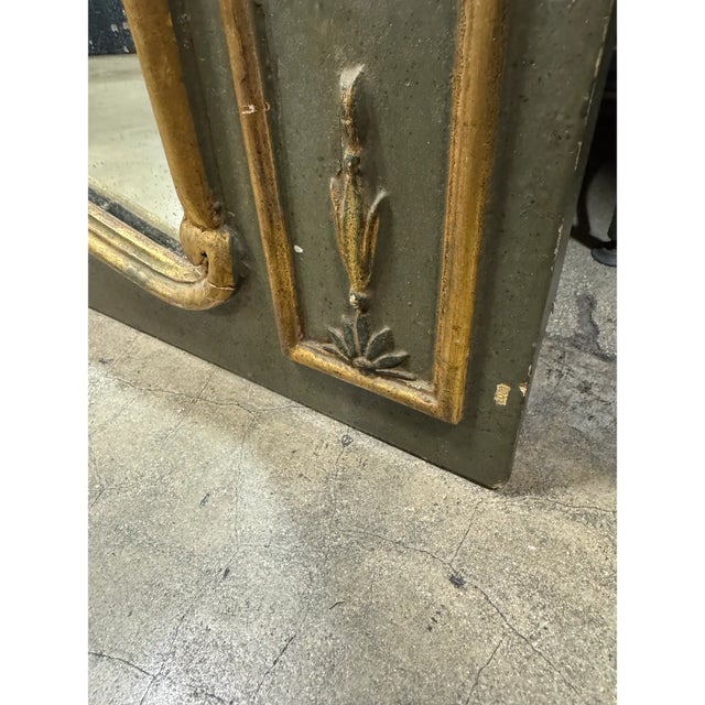 Labarge Vintage LaBarge French Style Hand Painted Carved Wood Trumeau Mirror For Sale - Image 4 of 12