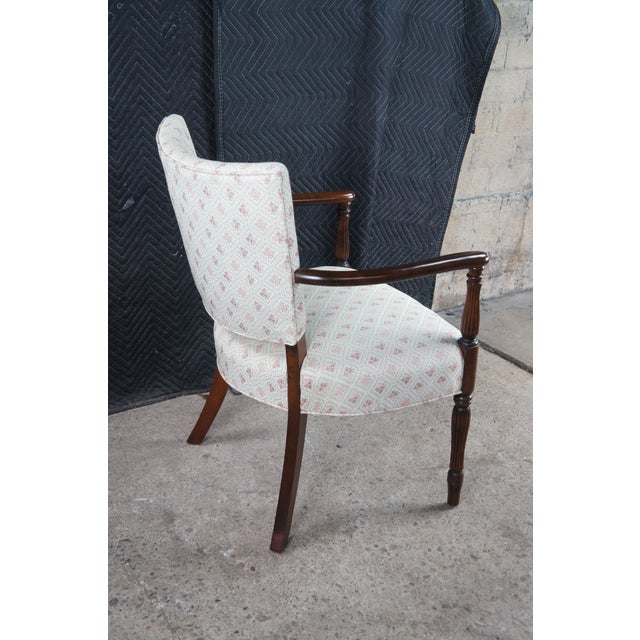 White Mid 20th Century Martha Washington Style Mahogany Upholstered Library Arm Chair For Sale - Image 8 of 13