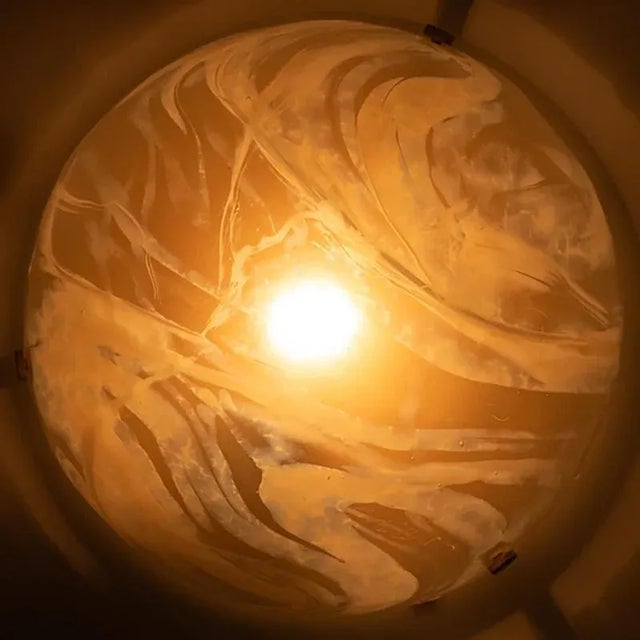 Round White and Smoked Marbled Glass Flush Mount from Hillebrand, Germany, 1960s For Sale - Image 15 of 17