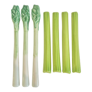 1970’s Ceramic Celery Swizzle Sticks or Bloody Mary Stirrers - A Set of 7