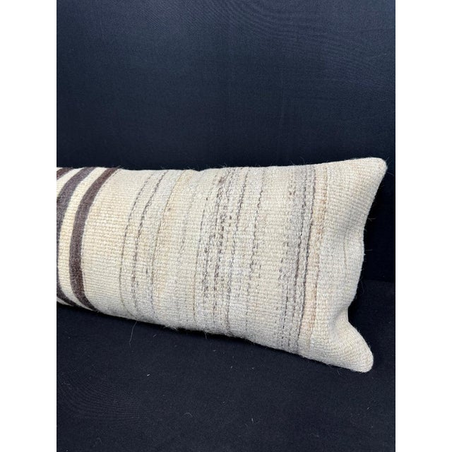 Turkish Hemp Pillow Cushion Natural Beige Brown Cushion Cover 12"x46" For Sale - Image 4 of 4