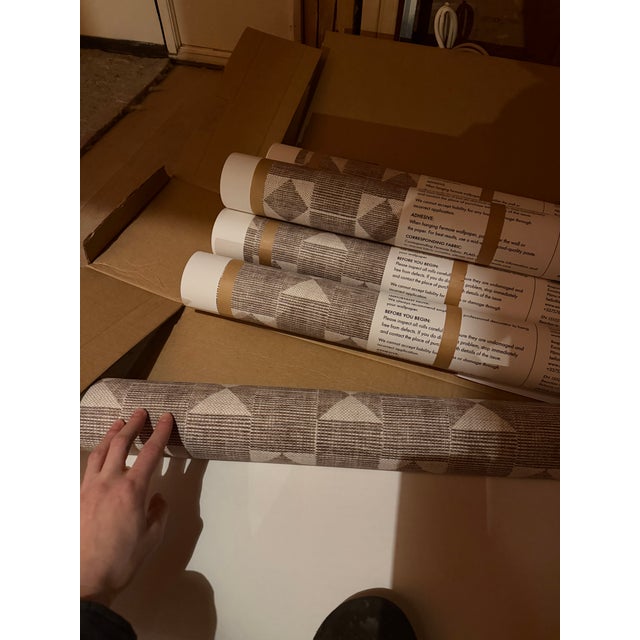 2020s 11 Rolls of Fermoie Flag Wallpaper Chocolate Brown For Sale - Image 5 of 6
