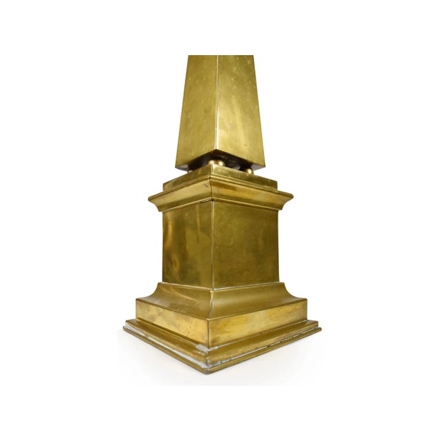 Vintage Hollywood Regency Modern Tall Brass Obelisk For Sale - Image 6 of 11
