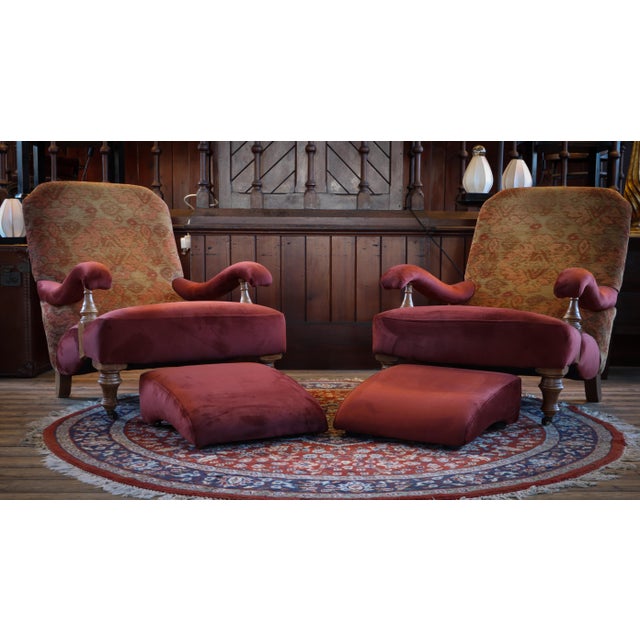 Kilim Byron Steamer Armchairs and Ottomans by John Sankey, 2010s, Set of 4 For Sale - Image 17 of 18