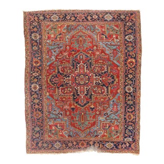Late 19th Century Persian Heriz Rug, 08'10 X 10'10 For Sale