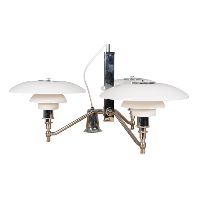 PH Akademikrone Chandelier in Opaline Glass from Poul Henningsen For Sale