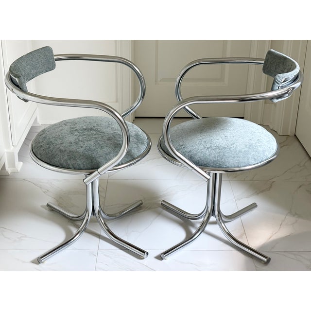 Art Deco Mid-Century Chrome Tubular Armchairs by Etowah Mfg, a Pair For Sale - Image 3 of 18