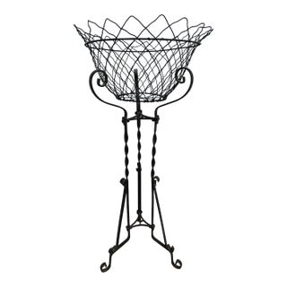 Tall Iron and Wire Garden Plant Stand Tripod Base For Sale