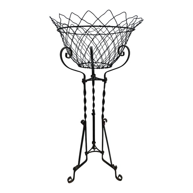 Tall Iron and Wire Garden Plant Stand Tripod Base For Sale