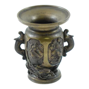 Antique Bronze Chinese Vase With Handles