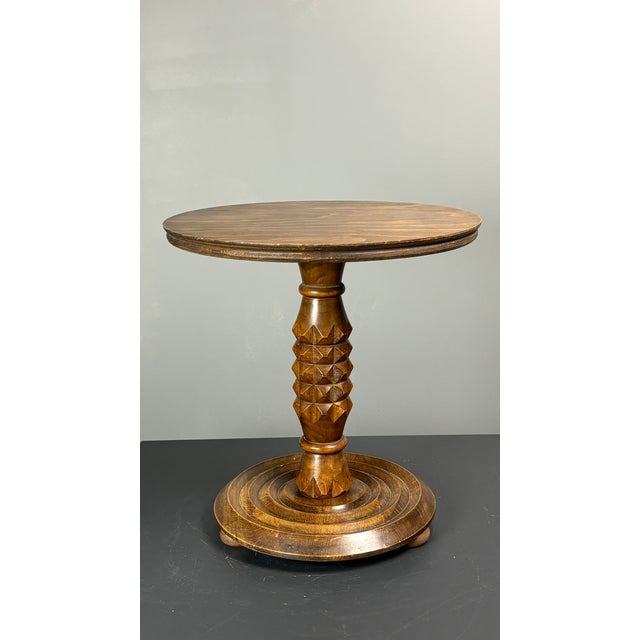 Low Mid-Century Modern Brutalist Turned Wood Side Table in the style of Charles Dudouyt, France, 1950s For Sale - Image 10 of 14